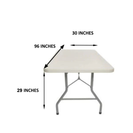 8 FOOT RECTANGULAR TABLE WITH INTEGRATED SNAP BUTTONS